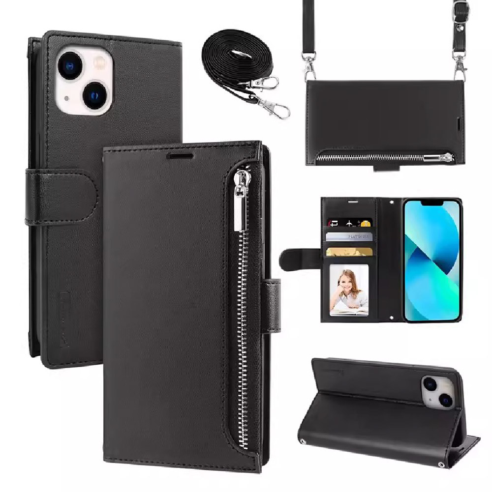 IPHONE 14PLUS Leather Zipper Diary Case [IPHONE 14PLUS] PHONE CASE WATCH AIRPODS SCREEN PROTECTOR OTHER CHARGER IPAD/TABLET 