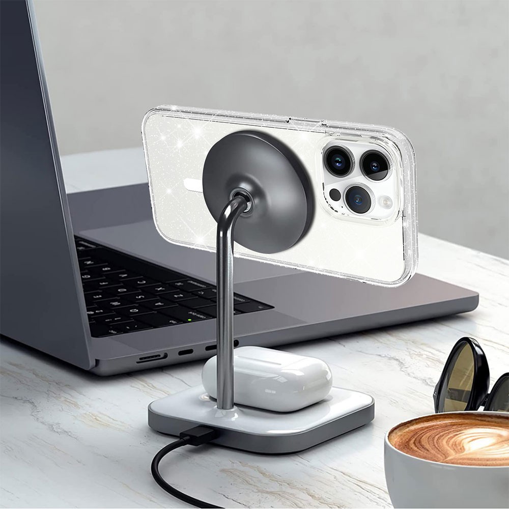 IPHONE 16 Glitter Shockproof Transparent Case Cover With Magnetic Ring -Shiny Clear [IPHONE 16] PHONE CASE WATCH AIRPODS SCREEN PROTECTOR OTHER CHARGER IPAD/TABLET 