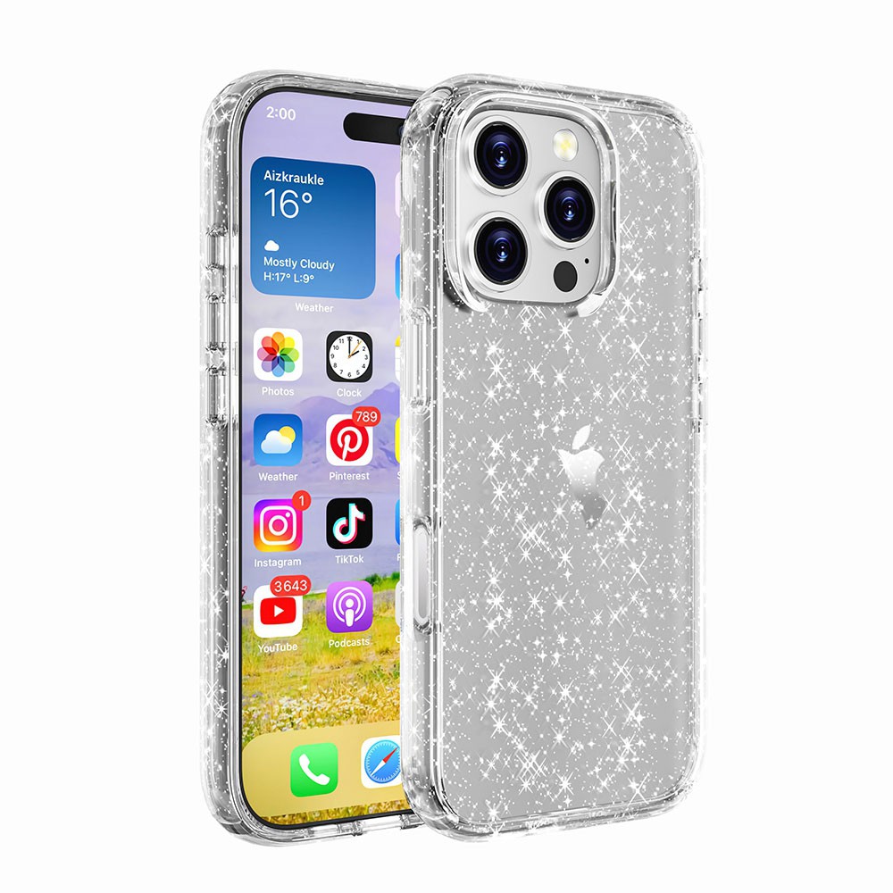 IPHONE 14PLUS Glitter Shockproof Transparent Case Cover -Shiny Clear [IPHONE 14PLUS] PHONE CASE WATCH AIRPODS SCREEN PROTECTOR OTHER CHARGER IPAD/TABLET 