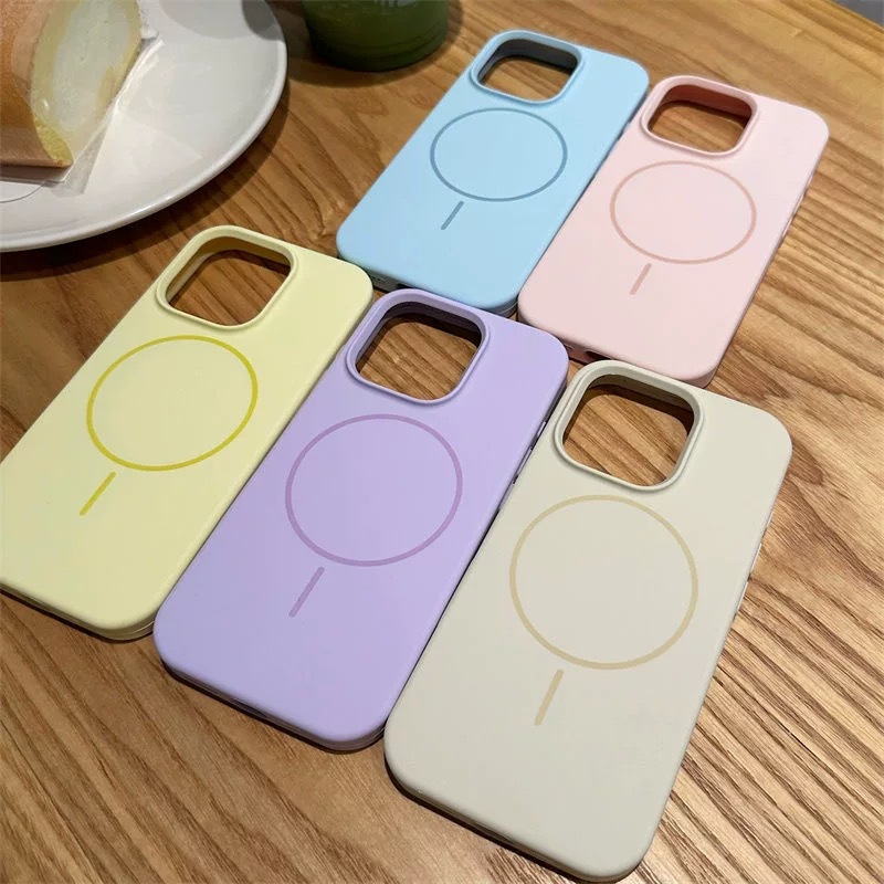 (image for) IPHONE 17 Liquid Silicone Case Cover With Thin Circle Magnetic Ring